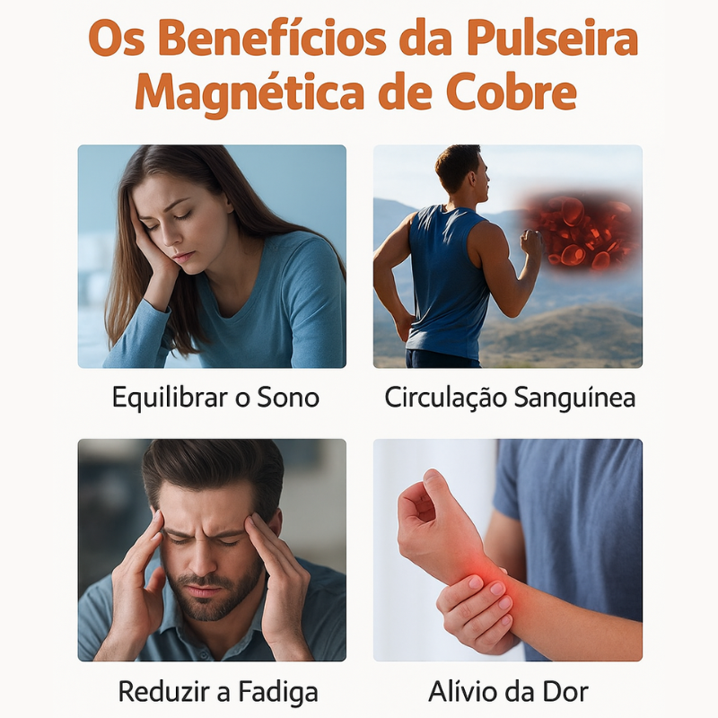 Pulseira Magnética Vitalis™- Cobre Vintage 3X Força alivia as dores