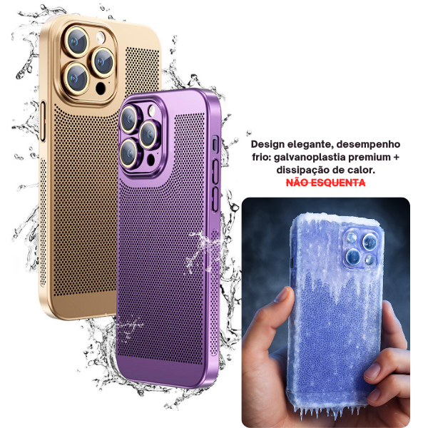 Case Ultra Glass Slim Para iPhone – Dissipação de Calor + Galvanoplastia Premium